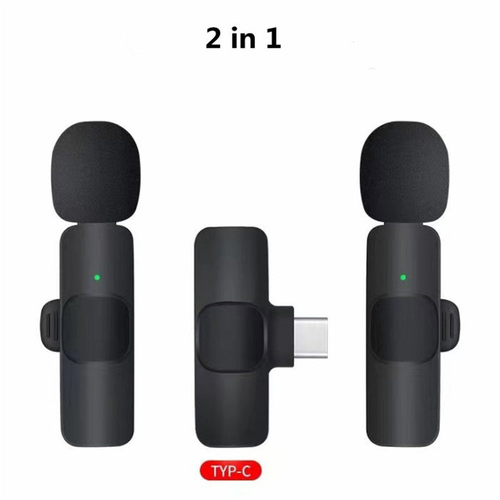 Wireless Lavalier Microphone Portable Audio Video Recording Mini Mic For iPhone Android Long Battery Life Live Broadcast Gaming