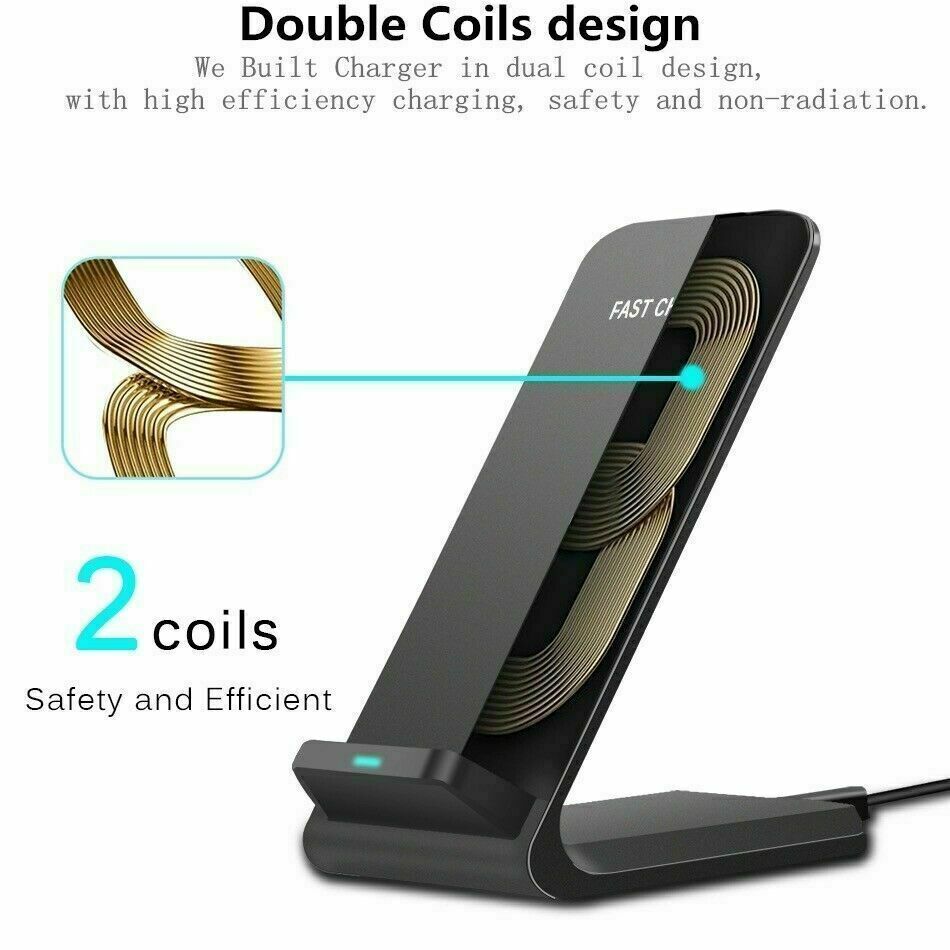 Fast Qi Wireless Charging Stand Dock Charger For iPhone and Android