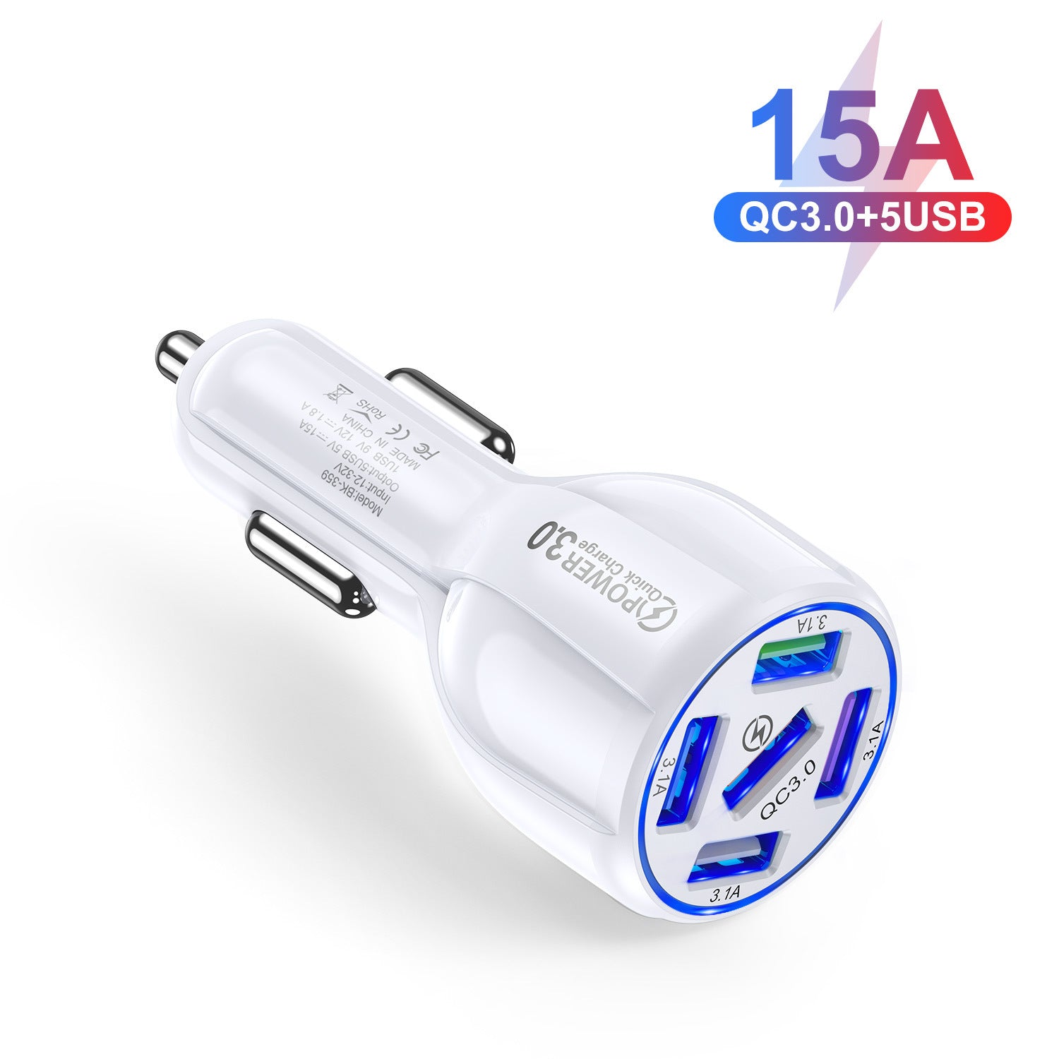 5-port 15A QC3.0 5USB Car Charger Fast Charge Car Charger One For Five Mobile Phone Car Charger