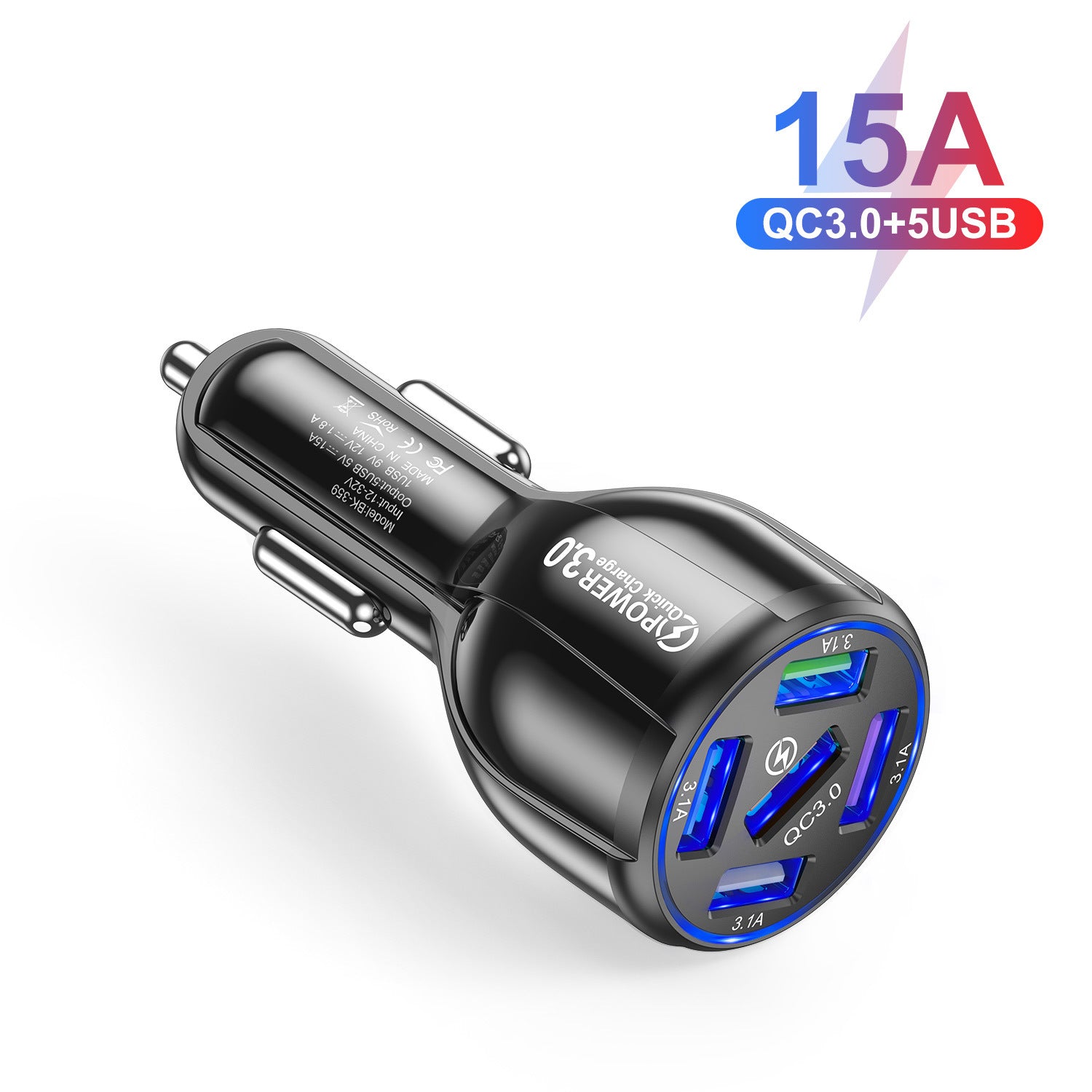 5-port 15A QC3.0 5USB Car Charger Fast Charge Car Charger One For Five Mobile Phone Car Charger